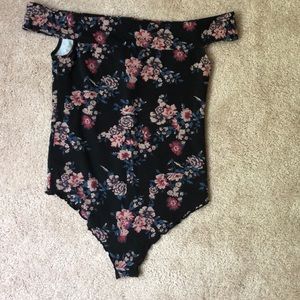 Free People Black Floral Bodysuit
